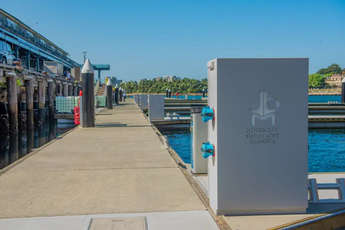 High-capacity power and water connections on M-Tech superyacht pedestal