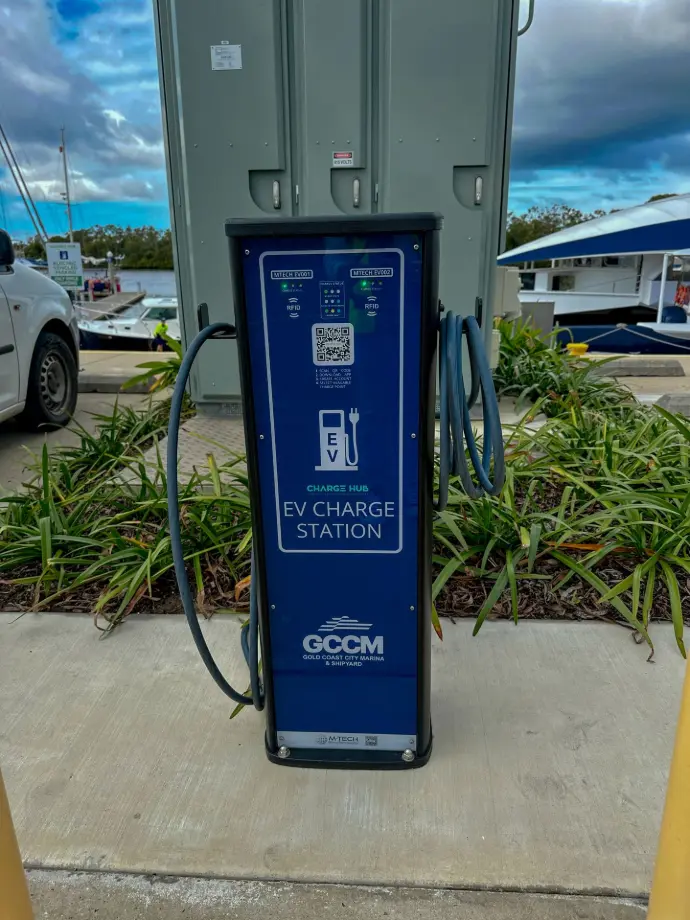 M-Tech EV charging pedestal for commercial and public use