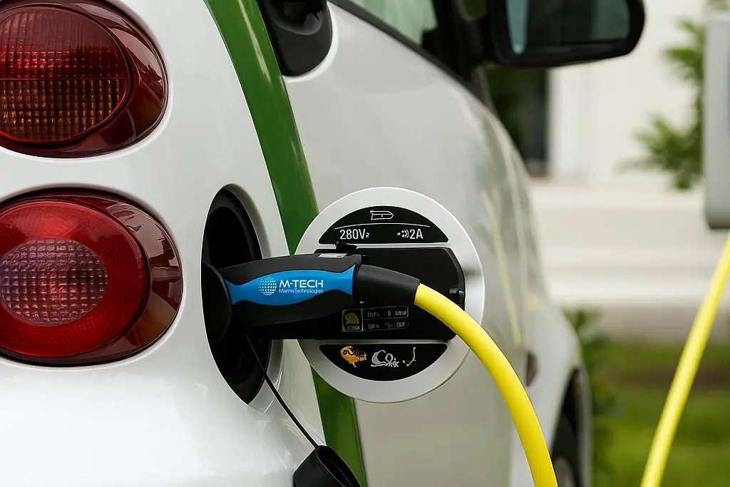 Electric vehicle charging using M-Tech EV charging pedestal