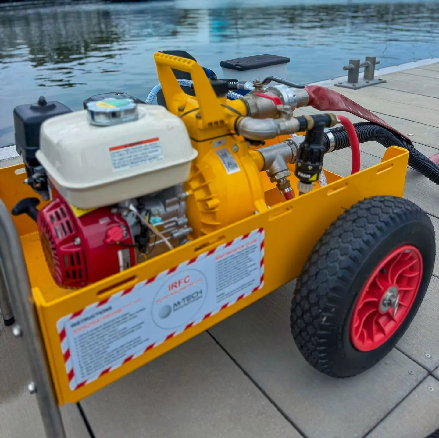 Fire cart by M-Tech positioned dockside for rapid emergency response