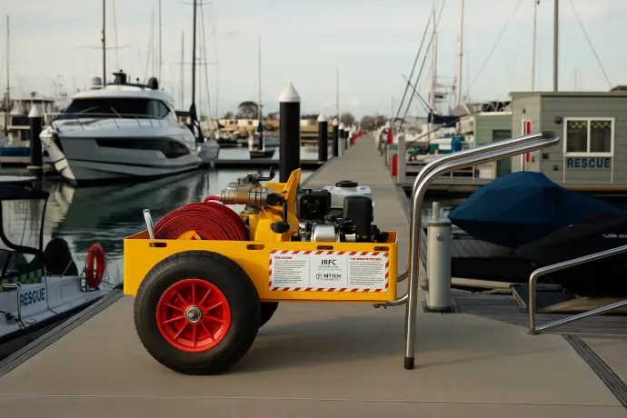 Mobile fire cart by M-Tech for marina fire safety